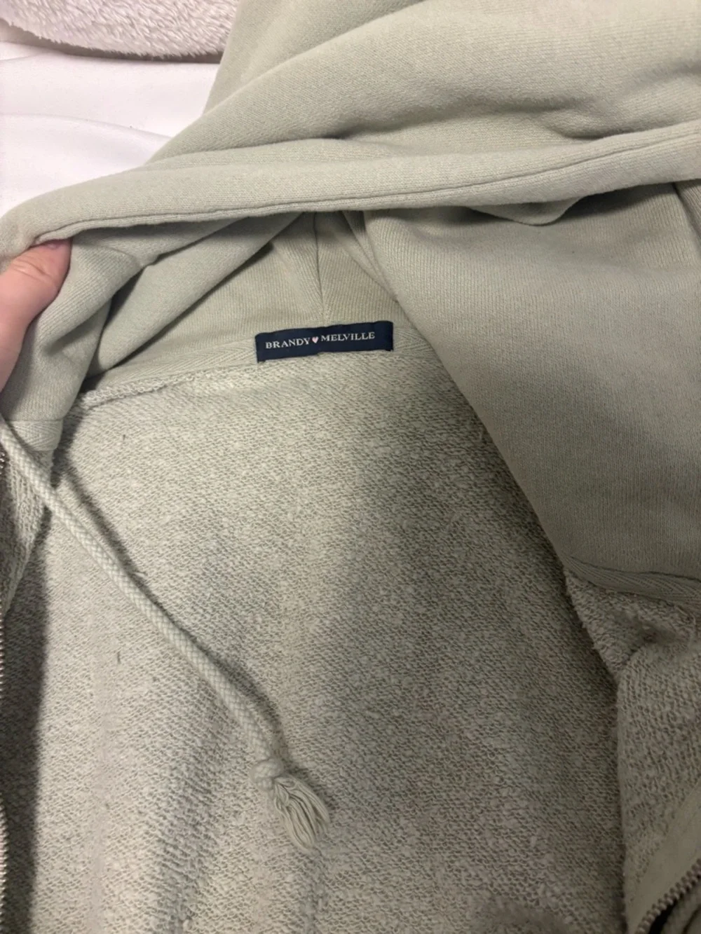 Brandy Melville Sage Green Zip-Up Hoodie - Picture 2 of 2